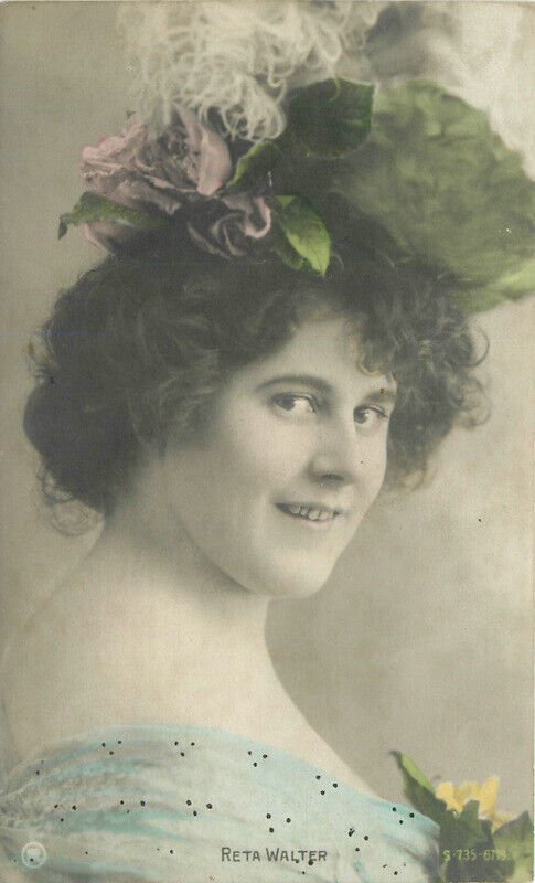 C-1910 Stage actress Reta Walter Hand Colored Postcard 22-10797
