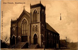 Vtg Rockford Illinois IL Zion Church 1908 Postcard