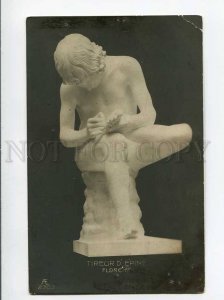 3036156 Young Boy on Stone - Statue Vintage photo PC