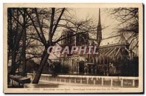 Old Postcard Notre Dame Paris view Quays