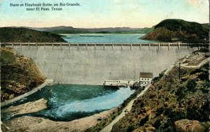 Dam at Elephant Butte on Rio Grande Postcard El Paso Texas Postmarked 1922