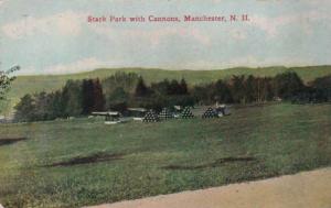 New Hampshire Manchester Stark Park With Cannons 1913