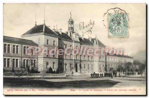 Postcard Old Gap the Lycee de Garcons right new barracks