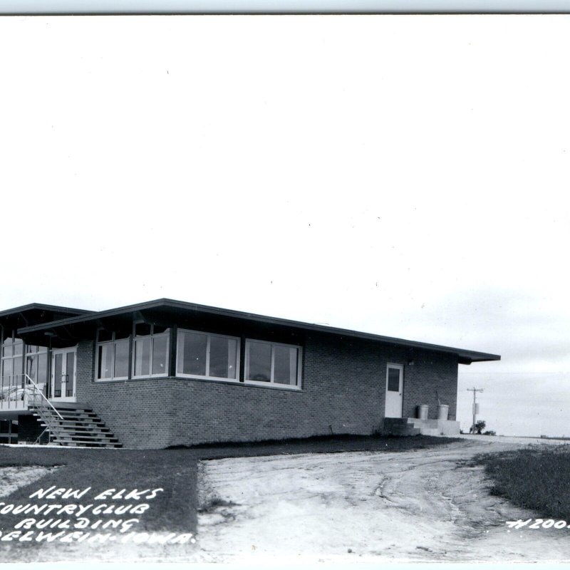 c1960s Oelwein, IA RPPC New Elks Country Club Building Real Photo Postcard A102