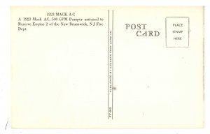 NJ - New Brunswick. New Brunswick Fire Dept., 1923 Mack AC Pumper Engine