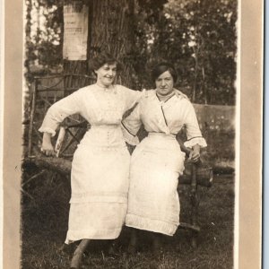 c1910s Women Rare Branch Bench RPPC Theatre Show Advertising Poster Photo A142