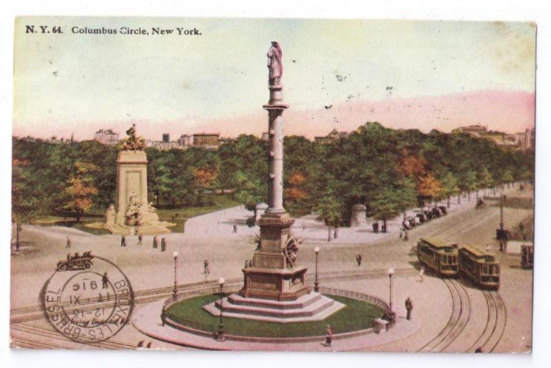 Columbus Circle New York NY Tammen ca 1919 Postcard