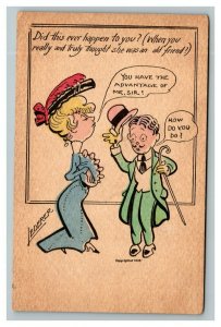 Vintage 1905 Lederer Comic Postcard - Woman Snubs Surprised Man