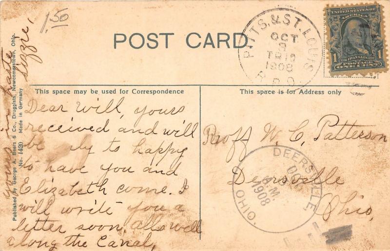 F25/ Newcomerstown Ohio Postcard 1908 Birdseye View Homes