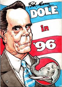 Bob Dole 1996 Campaign Signed by Artist Rick Geary Vintage Postcard R44