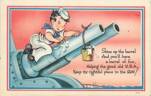 Postcard 1942 Sailor Shiny big gun comic humor Grinnell TP24-904