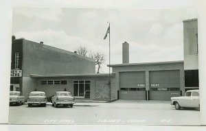 Sidney Iowa City Hall & Fire Department RPPC Real Photo Postcard J4