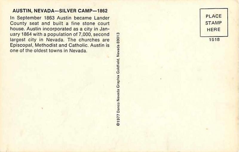 View of Austin Nevada NV Chrome Postcard