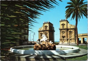 postcard Palermo, Italy - Felice Gate - Sea Horse fountain