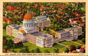 West Virginia Charleston Airplane View State Capitol Building 1946 Curteich