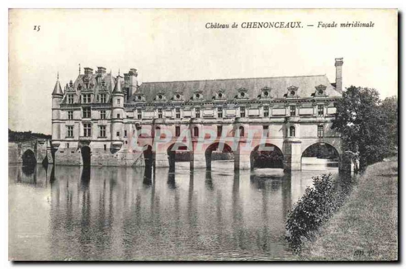 Old Postcard Chateau de Chenonceau Facade meridionale