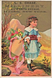 New York NY L. S. Chase Millinery 3 x 4.5 Trade Card.