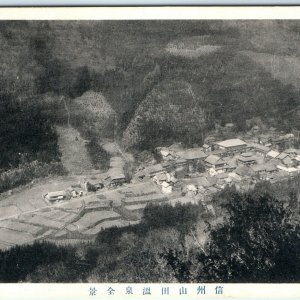 c1910s Nagano, Japan Shinshu Yamada Onsen Hot Spring Town Birds Eye Postcard A56