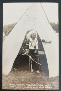 Mint Real Picture Postcard Native American Indian Chief Northern Wisconsin Saili