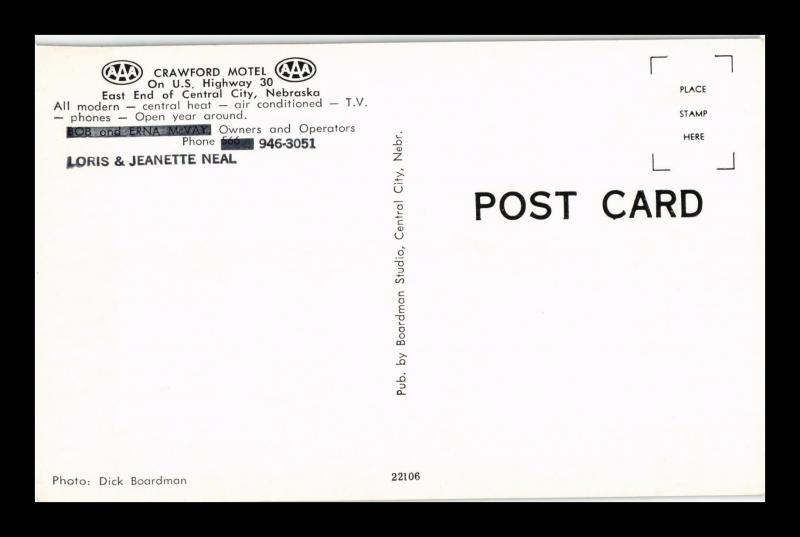 CRAWFORD MOTEL CENTRAL CITY NEBRASKA