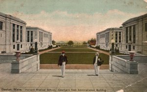 Vintage Postcard Harvard Medical School Courtyard Administration Bldg. Boston MA