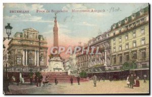 Old Postcard Brussels Place de Brouckere Monument Anspach
