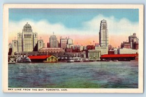 Toronto Ontario Canada Postcard Sky Line from the Bay 1957 Vintage Posted