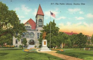 Vintage Postcard 1930's View of The Public Library Building Dayton Ohio OH