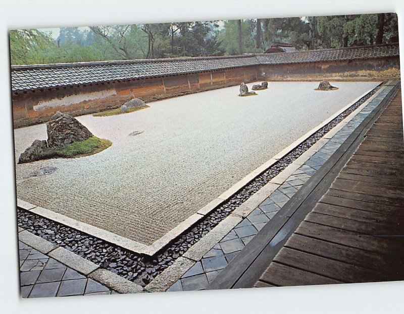 Postcard Rock Garden Ryoan-ji Temple Kyoto Japan