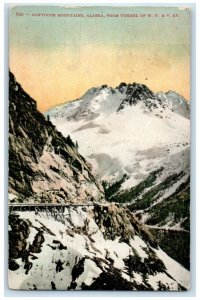 c1909 Sawtooth Mountains Tunnel Snow Winter Alaska AK Vintage Antique Postcard