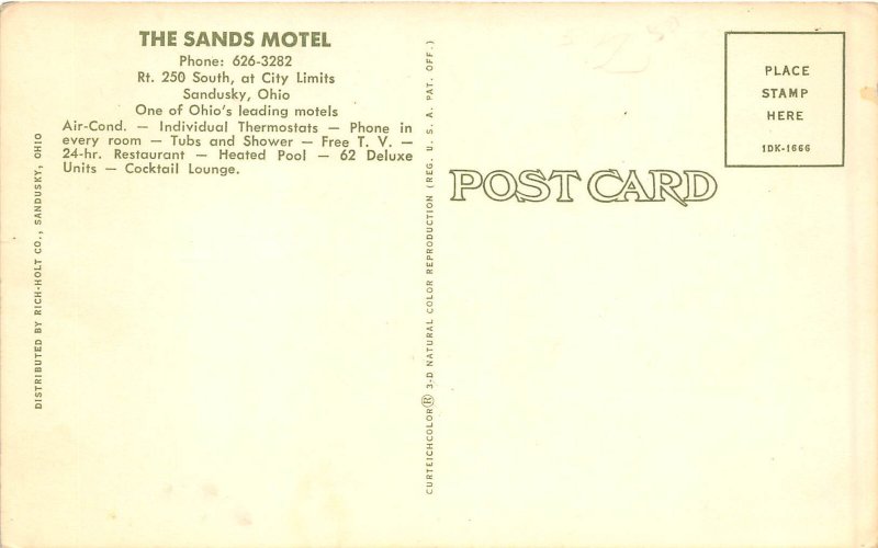 Sandusky Ohio 1960s Postcard The Sands Motel Pool