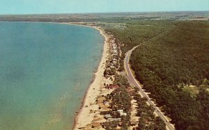 Aerial View - Highway between Port Austin and Caseville Michigan Postcard