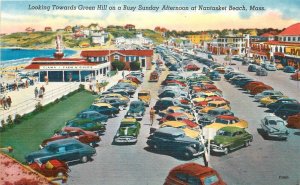 Postcard 1940s Nantasket Beach Maine Greenhill occupation autos linen 24-6824