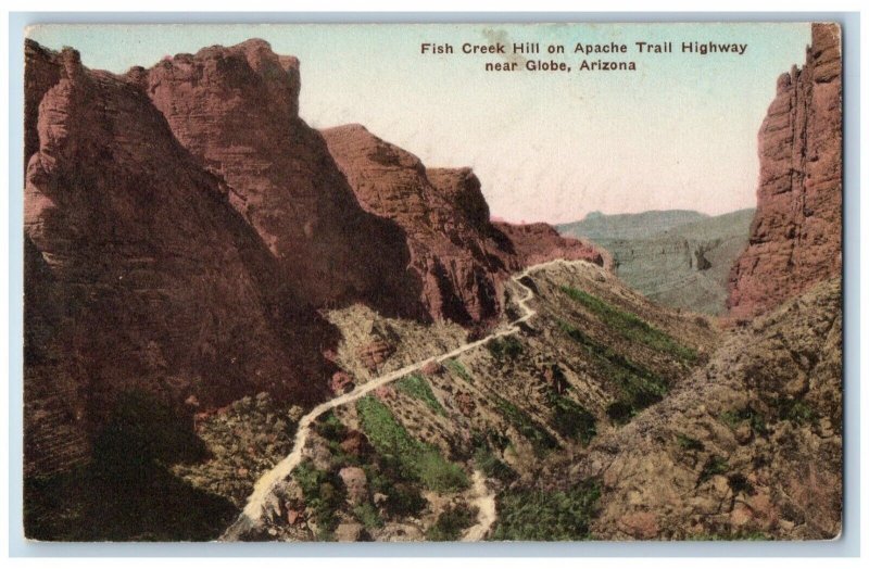 Globe Arizona AZ Postcard Fish Creek Hill On Apache Trail Highway Handcolored
