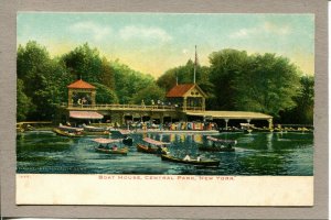 Postcard NY Central Park Boat House New York City Boats c1907 -490