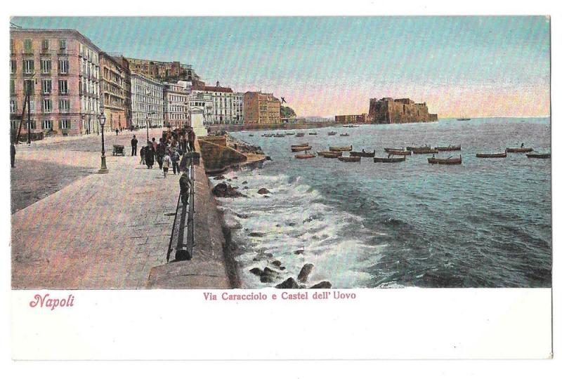 Italy Napoli Via Caracciolo Castel dell Uovo Naples Postcard