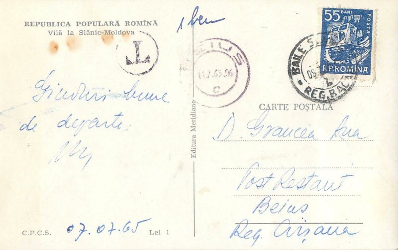 vintage RPR Carte Postala Romania Vila la Slanic Moldova