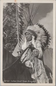 Native American RPPC Postcard Indian Chief from Oregon OR
