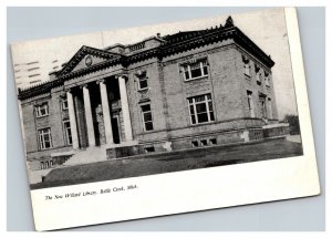 Vintage 1909 Photo Postcard The New Willard Library Battle Creek Michigan