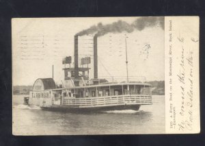 DAVENPORT IOWA MISSISSIPPI RIVER STEAMER BOAT FERRY VINTAGE POSTCARD 1907