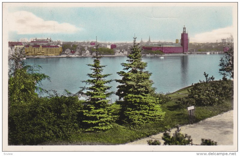 RP: Hand-colored, STOCKHOLM, View from the southern shore to The Town Hall, S...