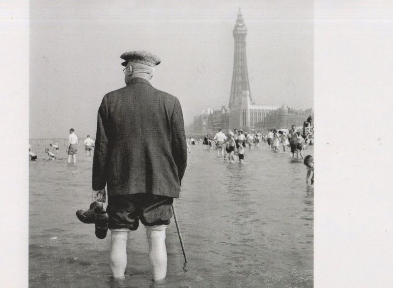 1950s Blackpool Old Age Pensioner Paddling Sea Award Photo Postcard