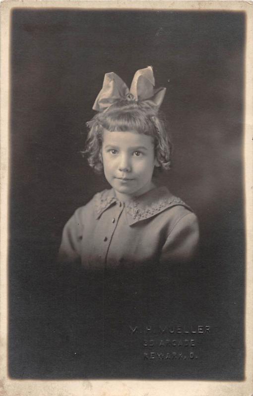 B41/ Newark Ohio Postcard Real Photo RPPC People c1910 Girl with Bow 13