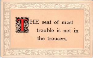 ARTS & CRAFTS Embossed  Postcard c1910s The Seat of Most Troubles