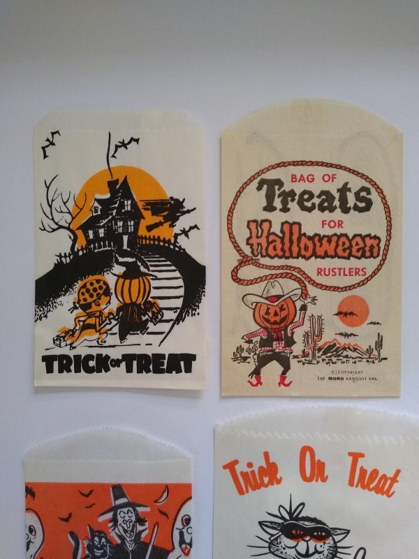 Halloween Candy Treat Bags Witch Black Cats Ghosts Pumpkinhead Cowboy Spooks