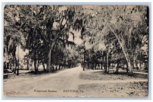 Daytona Florida FL Postcard Ridgewood Avenue Trees Scene 1915 Antique