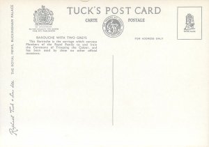 Royal Mews Buckingham Palace Tuck Postcard Barouche with two Greys