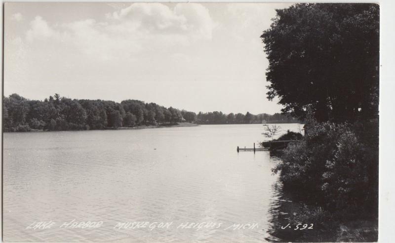 Michigan MI Real Photo RPPC Postcard c1940s MUSKEGON HEIGHTS Lake Harbor 