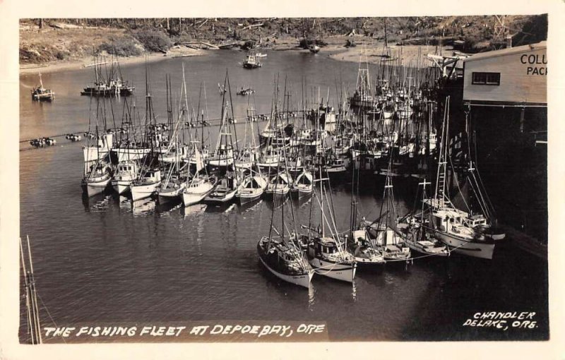 Depoe Bay Oregon The Fishing Fleet Real Photo Vintage Postcard AA40964 