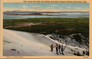 Utah Great Salt Lake and Islands From Snow Capped Wasatch Mountains Curteich